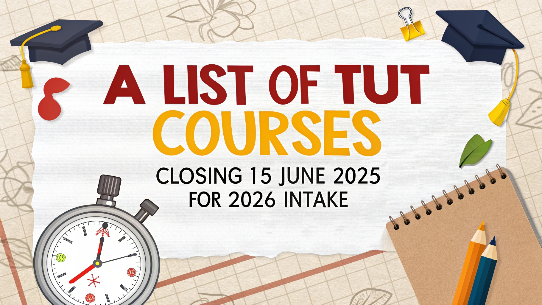 A List of TUT Courses Closing 15 June 2025 for 2026 Intake