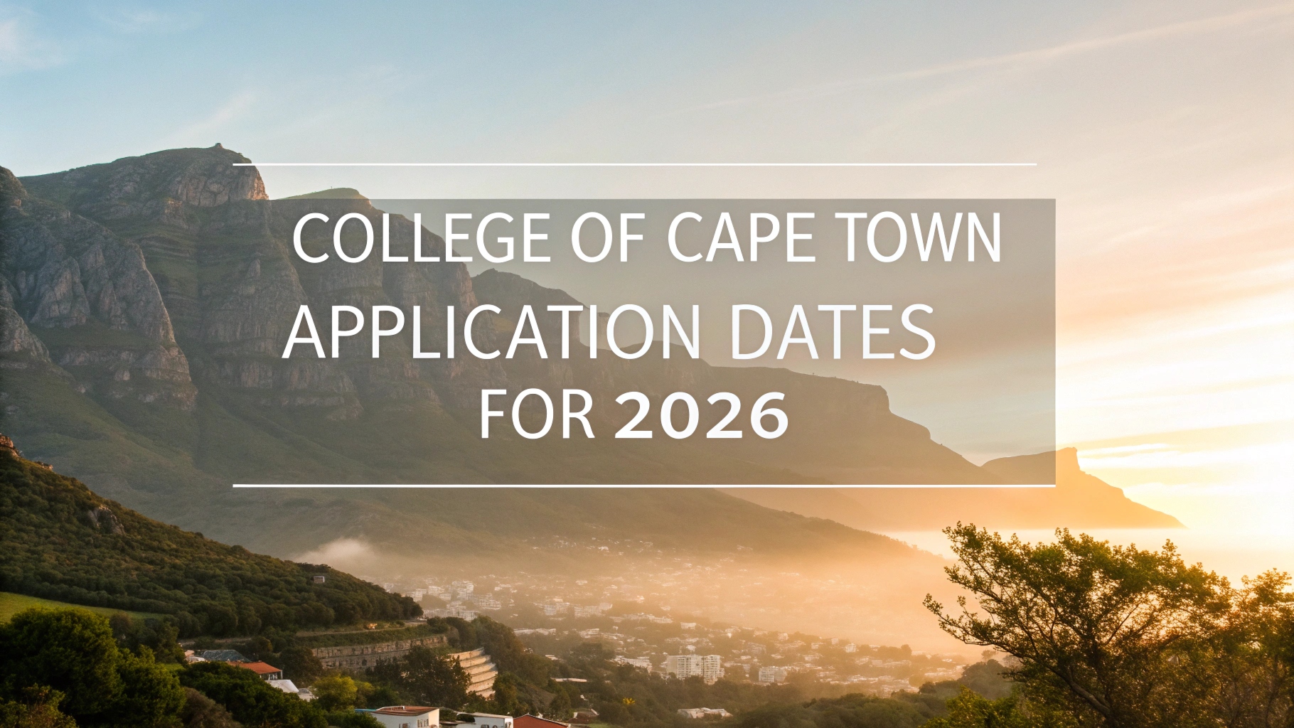 College of Cape Town Application Dates for 2026